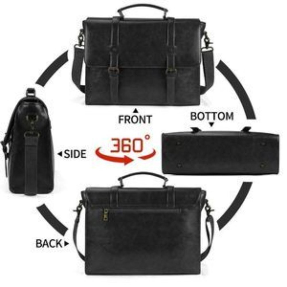 New Men's Messenger Bag Vintage Black Waterproof Bag​ - Picture 5 of 8